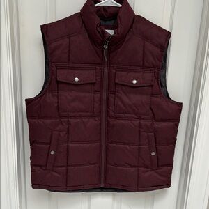 Men's Burgundy Puffer Vest